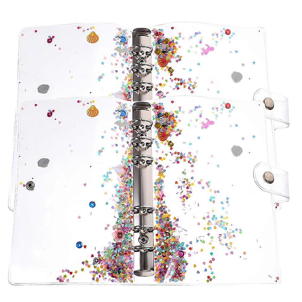 2 Pieces Glitter Plastic Notebook Cover for Organizing with Design Multi Color Fits Various