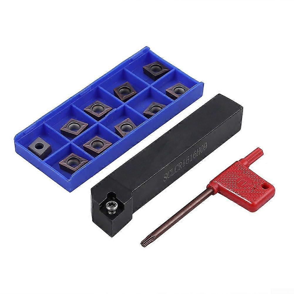 Tool Holder SCLCR1616H09 With 10 CCMT09T304 Inserts, Alloy Steel, 16x100mm For Roughing And Finishing