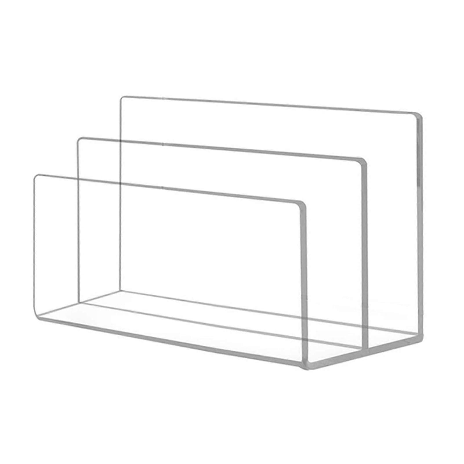Acrylic File Holder 2 Compartments Transparent Desk Organizer for Documents and Magazines Office Supplies 30x15cm