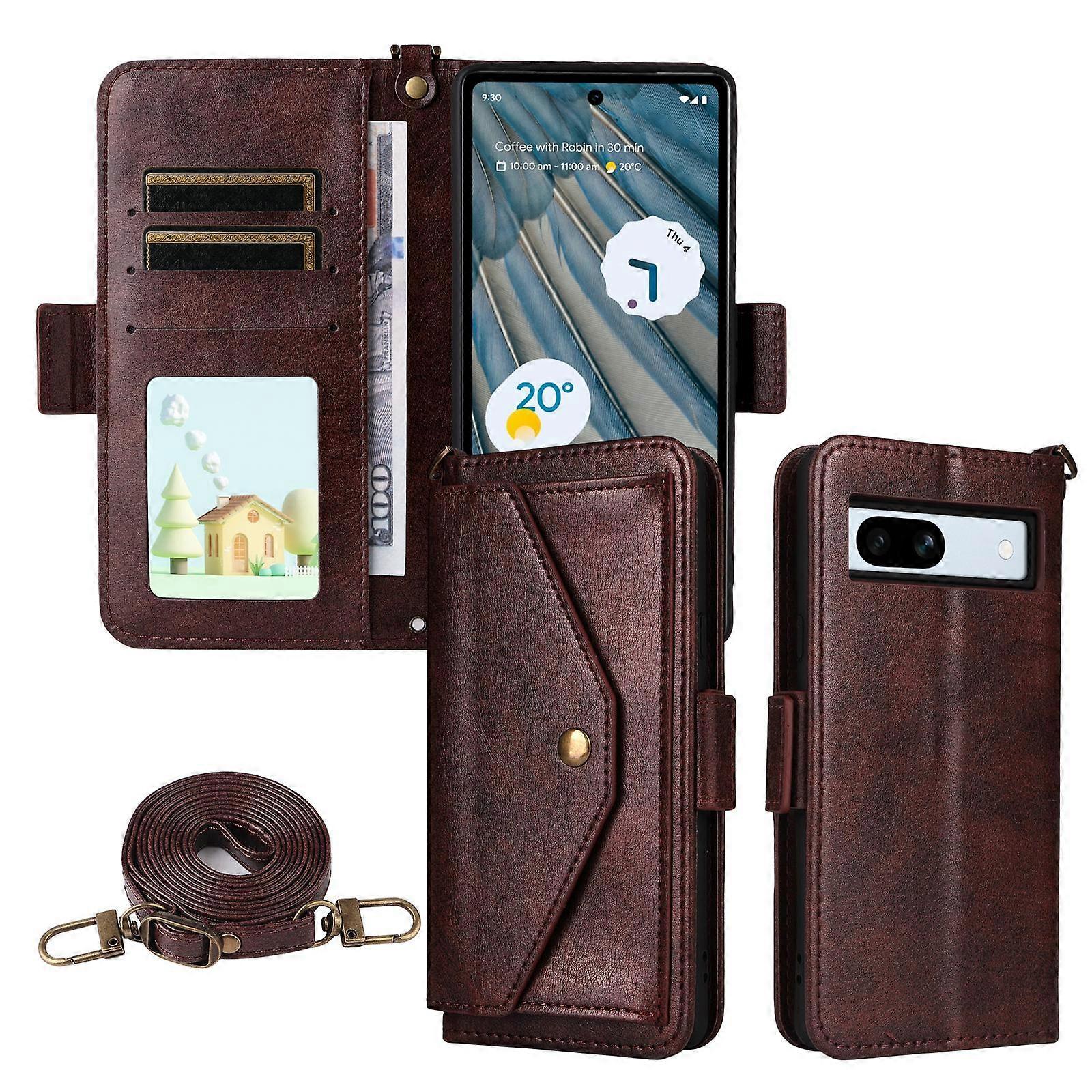 Multi-kortplatser Crossbody Kohud Läder Telefonfodral