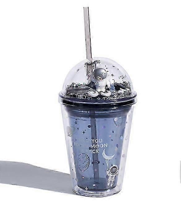 Double-layer straw cup creative starry sky children's water cup