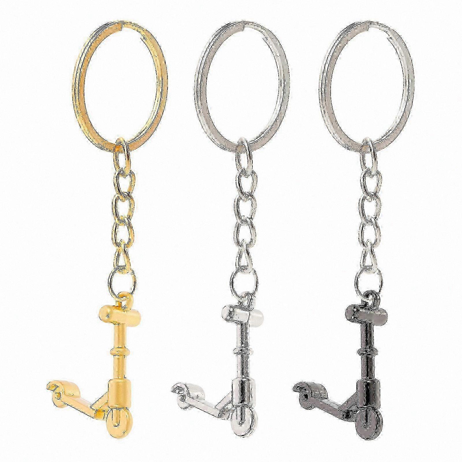 3-Pack Mini Scooter Keychains - Durable Key Rings for Everyday Use