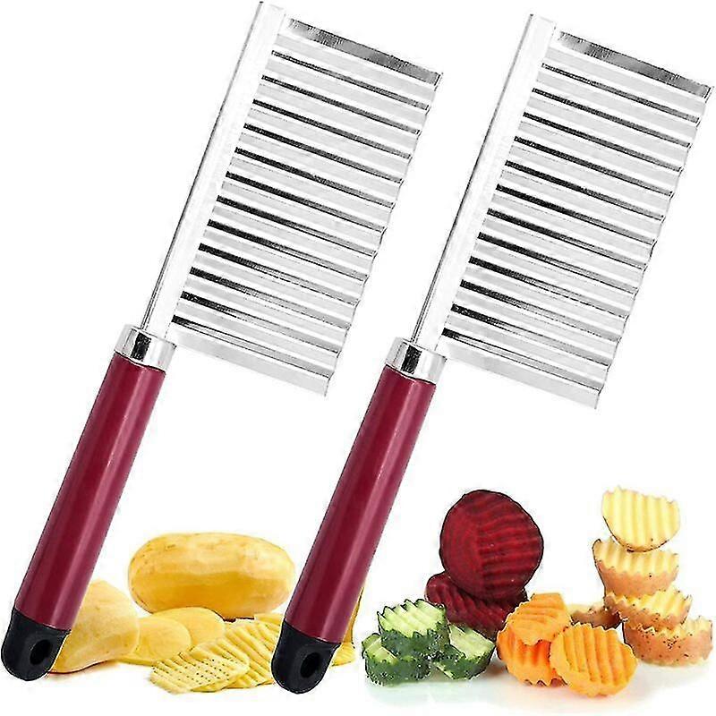 Falisty Potato Chip Cutter 2szt Ziemniak Stal nierdzewna Wave Wave Cutter do narzędzia kuchennego Make French Fries