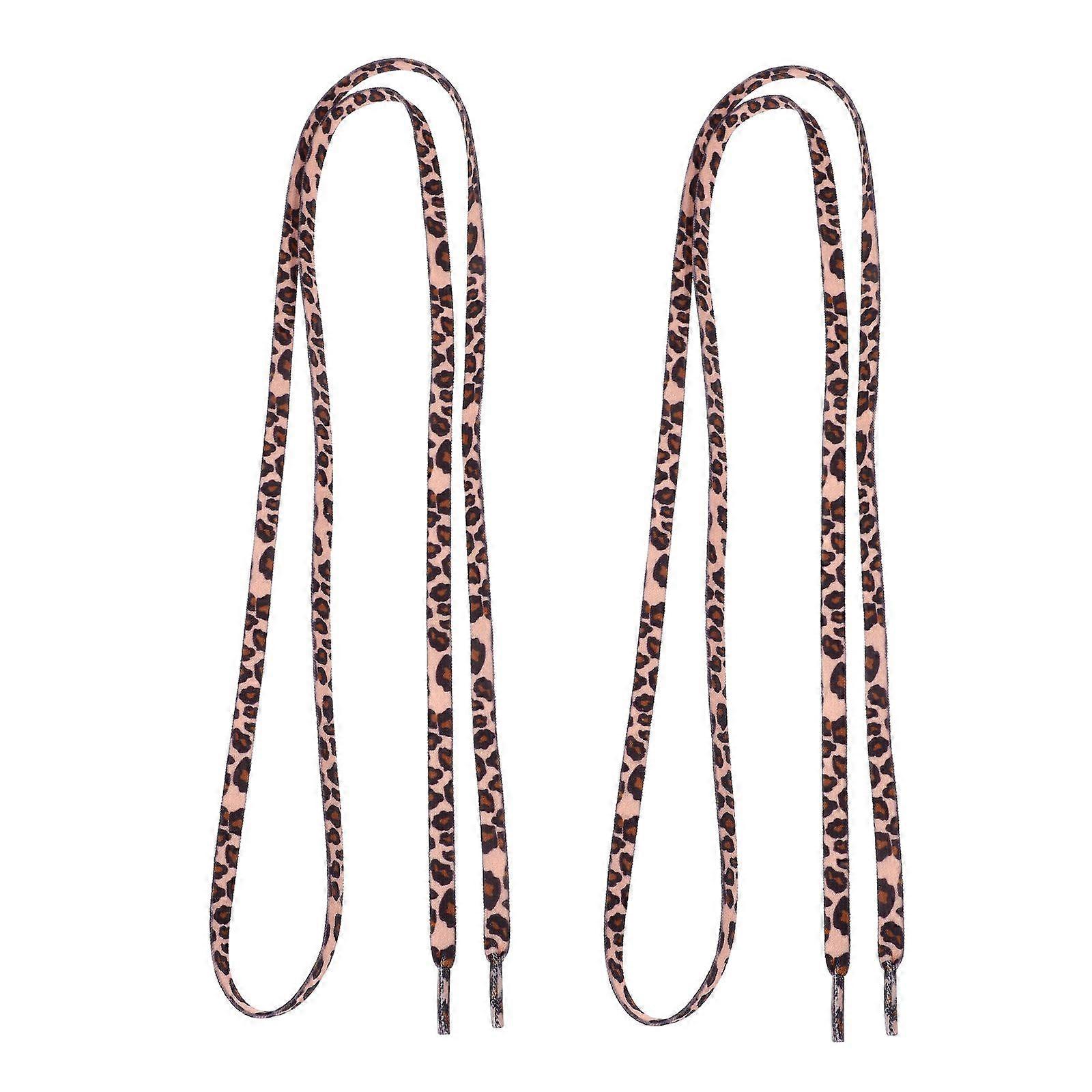 2 Pairs Classic Flat Shoelaces Creative Shoe Ties Cool Shoelaces (Leopard)