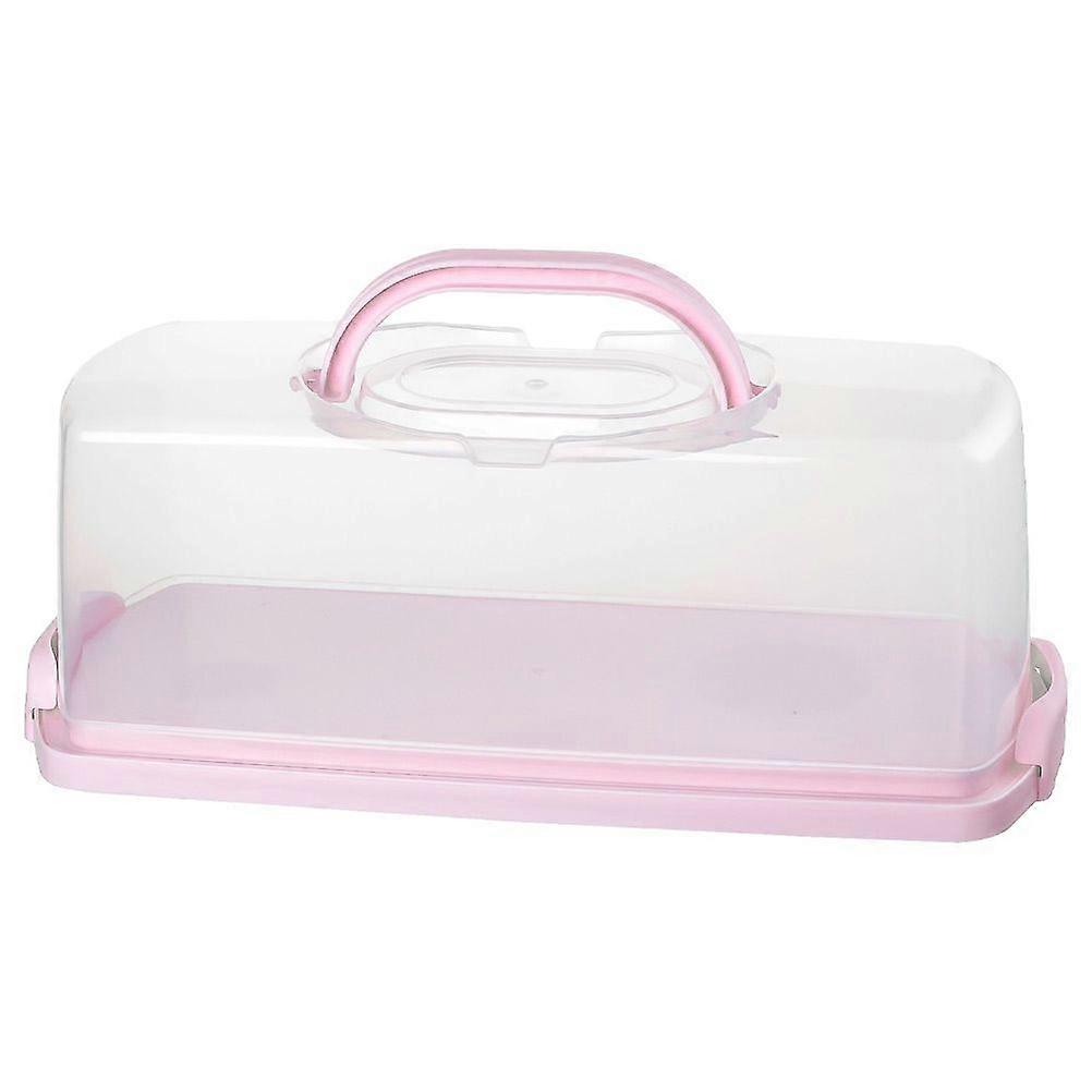 Portable Cake Box Toast Bread Wrapping Box Plastic Bread Container (Pink)