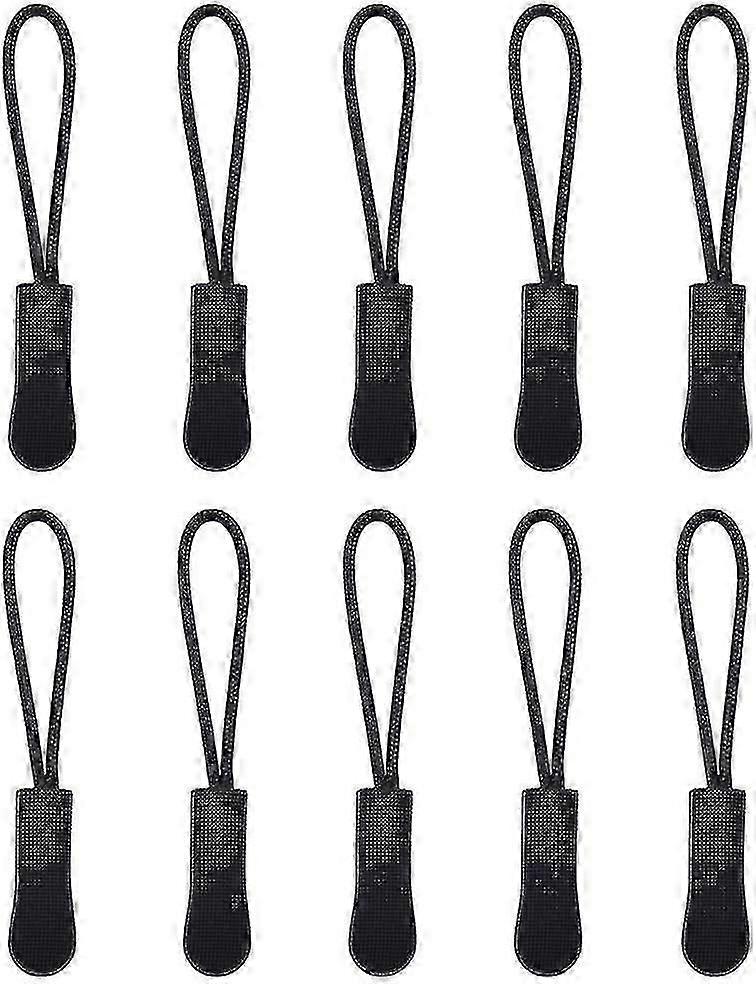 10 Pcs Of Zipper Pull, Zipper Label, Rope Pull Zipper Extension(black),detachable Pull Cord