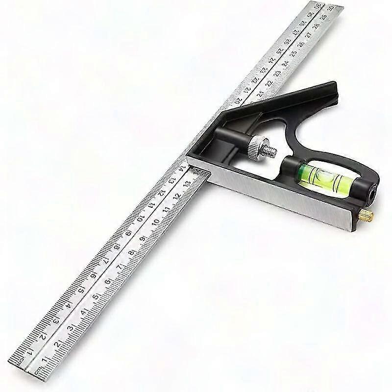 Stainless Steel Combination Square 300mm, Adjustable Angle Ruler with Zinc Alloy Right Angle for Precision Measuring Tools