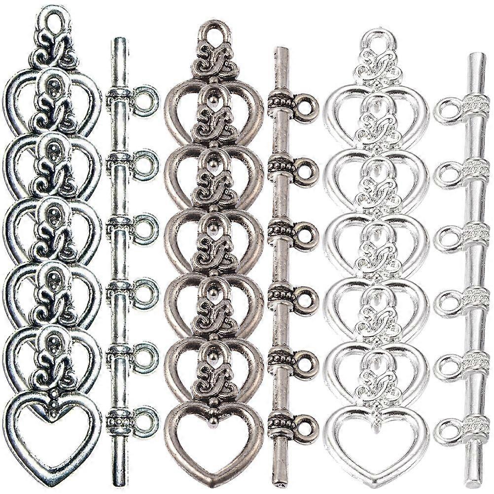 60 Sets of Toggle Clasp Heart Shaped Closure Clasps DIY Alloy Jewelry Toggle Clasps
