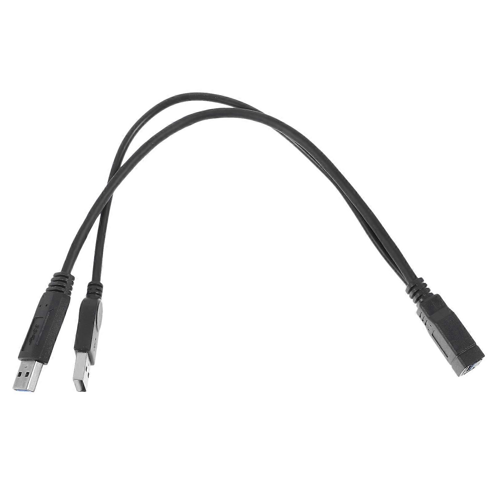 USB Y Connector Extension Cord for Home Use USB Devices Black Plastic and Metal Material for Power Supply 1Pcs