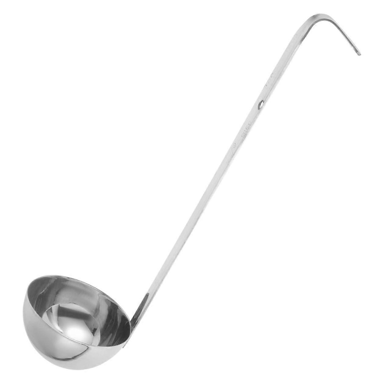 Stainless Steel Kitchen Ladle Spoon With Integrated Measuring Design, Hook, Space-Saving For Soup, Baking, Tea