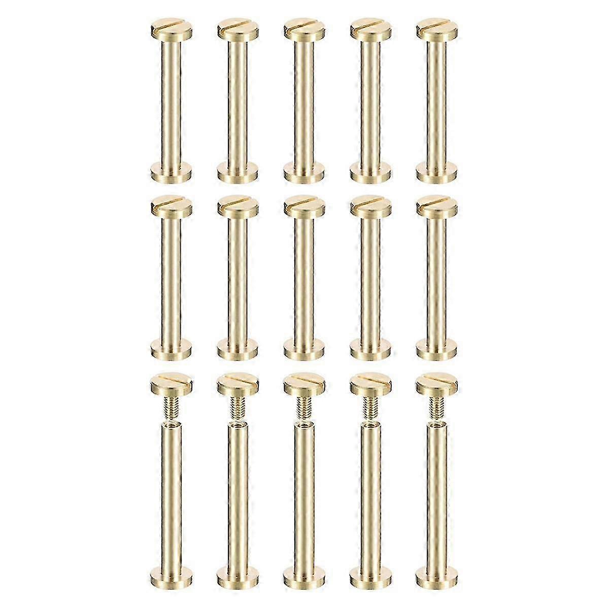 30 Pack Brass Chicago Screws, Flat Head Fasteners with Binding Post for DIY Projects