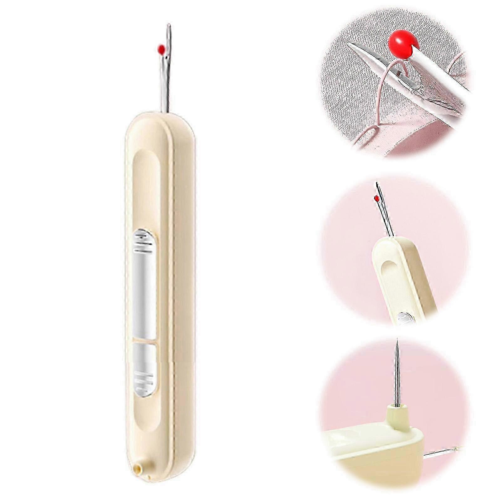 2-in-1 Plug-in Needle Threader & Remover Tool for Hand Sewing and Knitting Crafts (2-Piece Set)