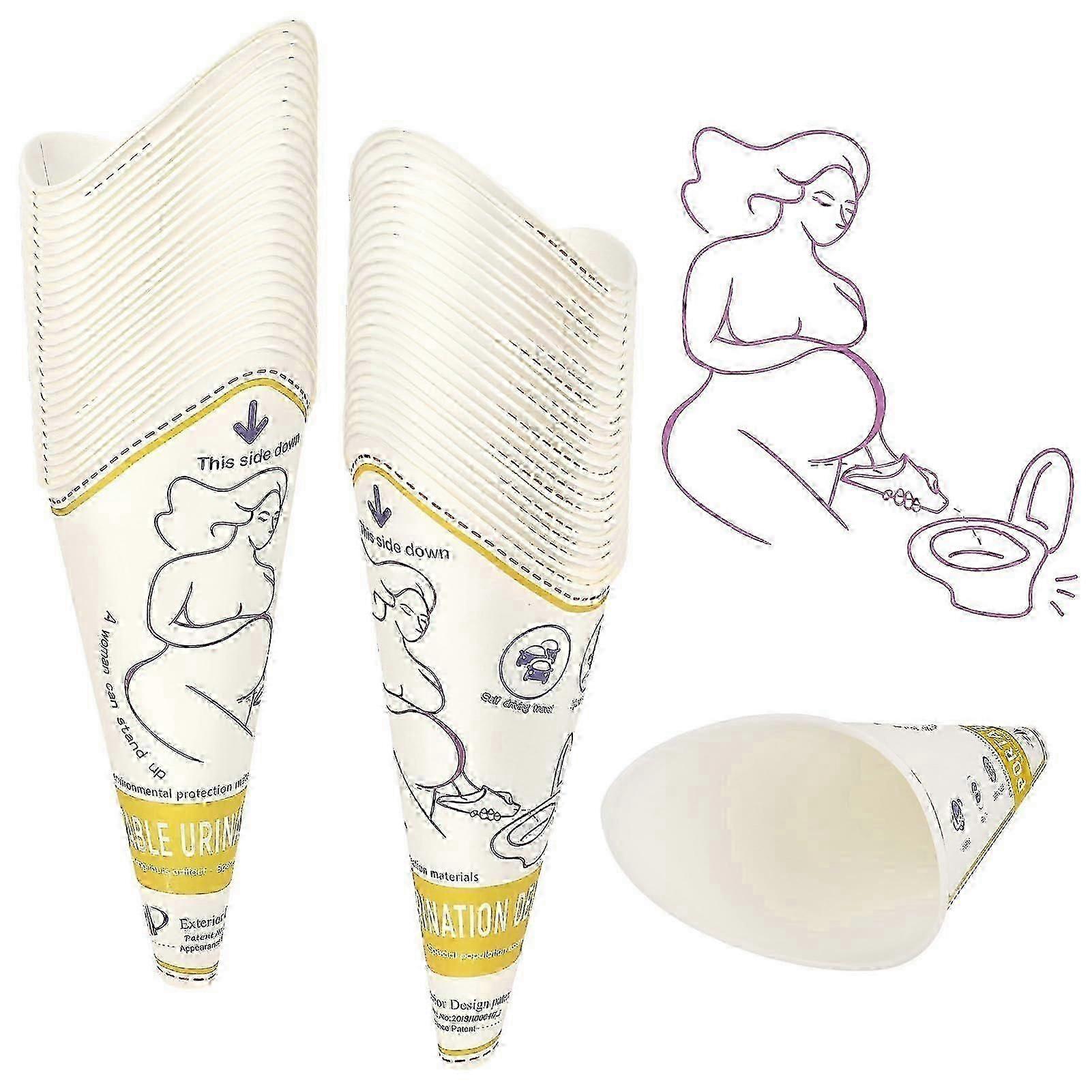 عبوة من 50 مبولة نسائية ، مبولة مرحاض سرية أثناء التنقل للنساء ، جهاز تبول ورقي محمول يمكن التخلص منه