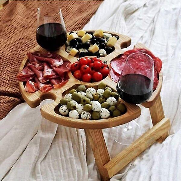 Folding wooden picnic table, two-in-one wine table, natural linseed oil coating
