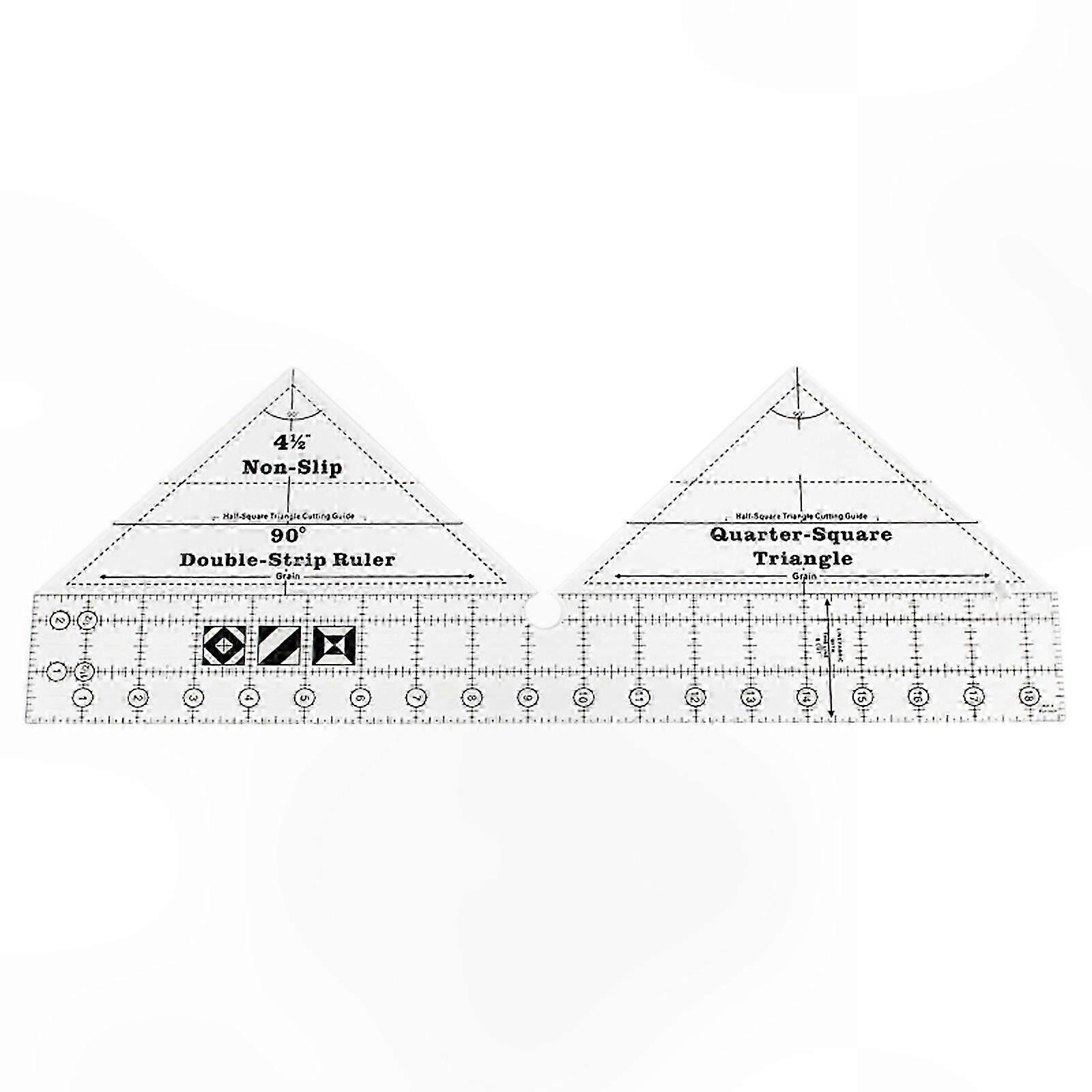 Acrylic 90 Degree Triangle Ruler for Quilting, Patchwork, and Fabric Cutting DIY Tool with Multi-Size Double Strip Design