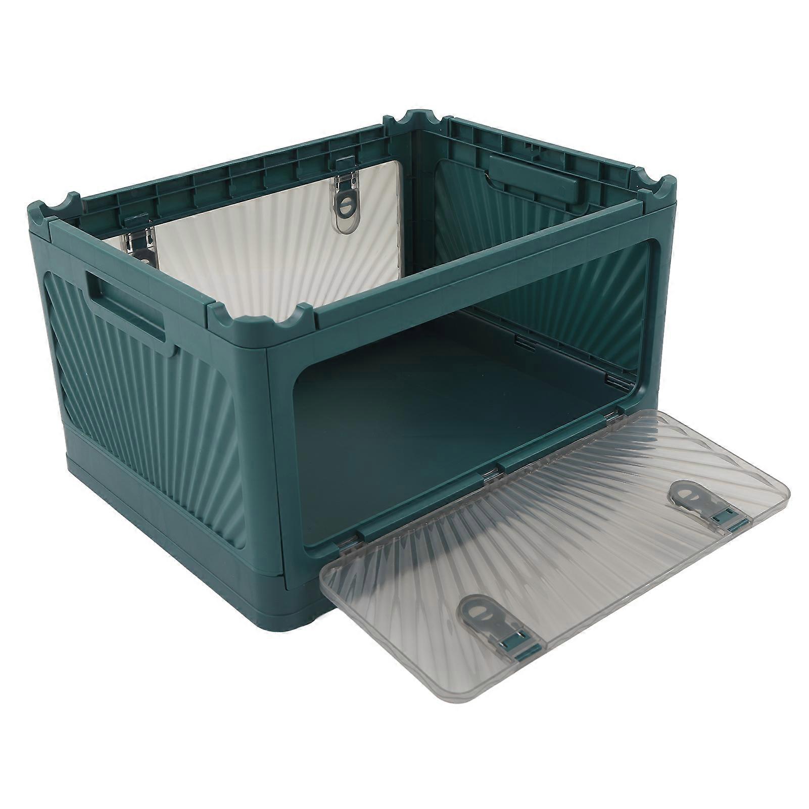 Stackable Storage Bin with 3 Doors Large Capacity Dark Green M