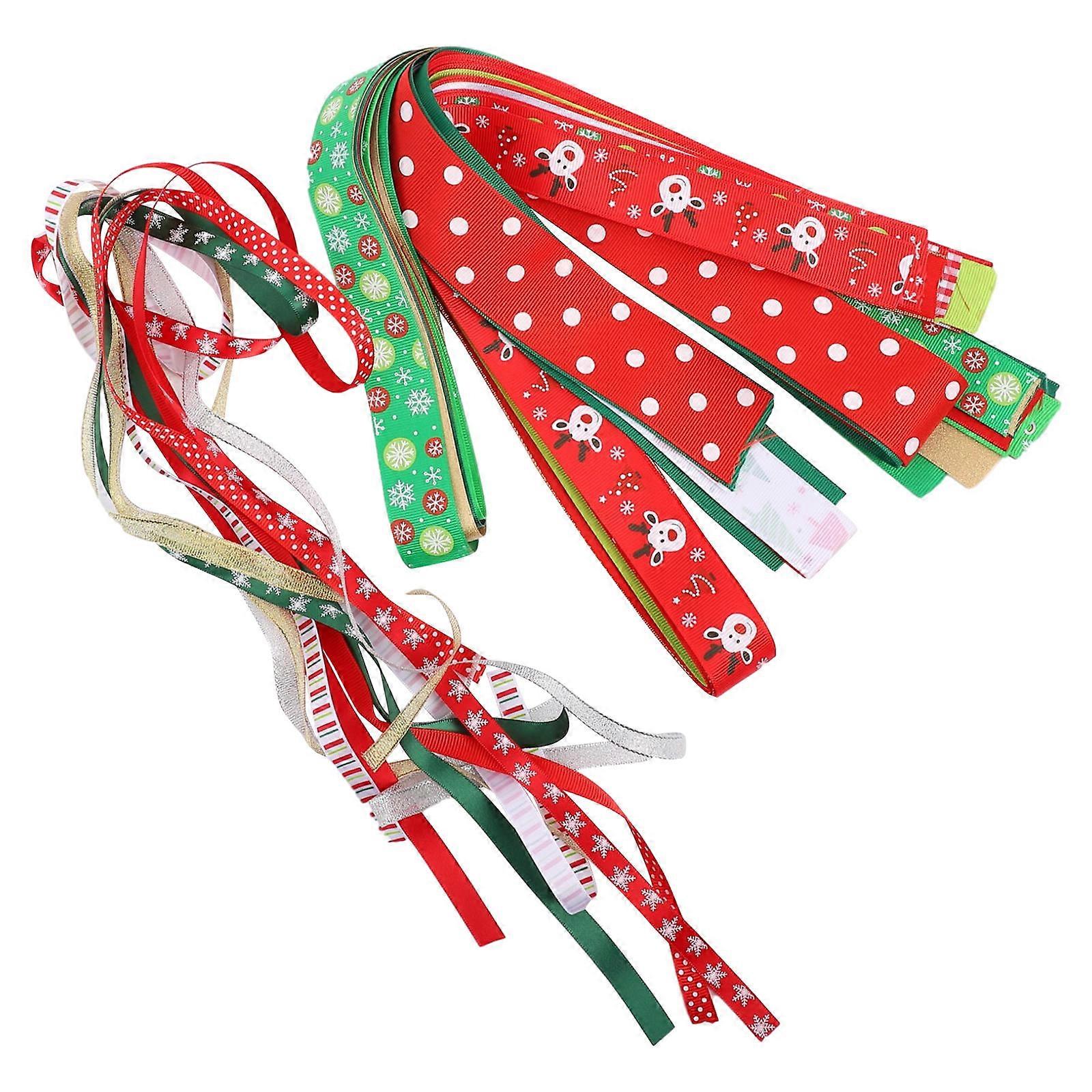 Wrapping Ribbons 26Pcs Christmas Printed Ribbons Gift Accessories Designed For Adults And Children 91X3.7Cm Perfect For Special Occasions