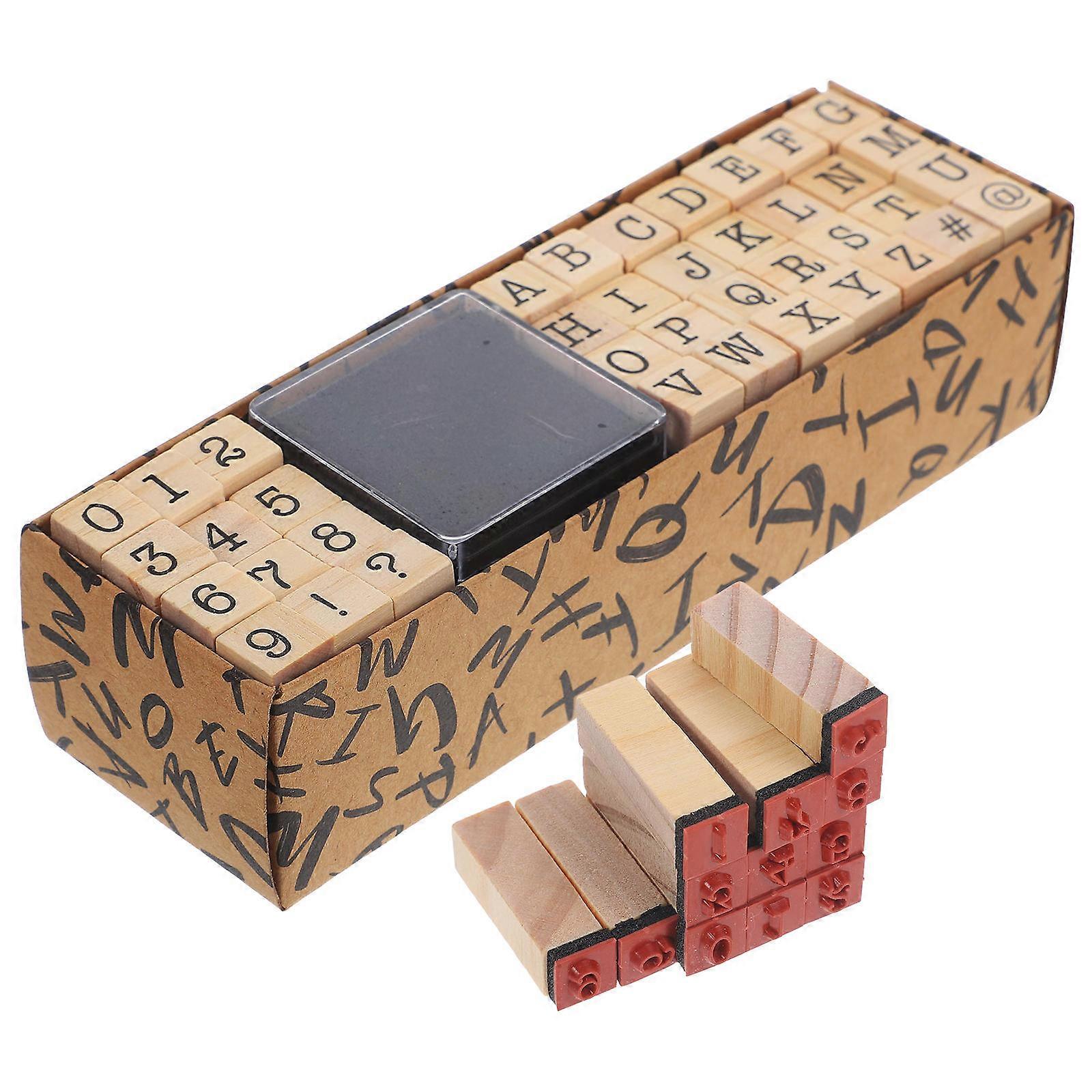 Wood Scrapbooking Stamps 40Pcs English Letter Stamps Perfect For Craft Projects Light Brown Classic Design DIY Use
