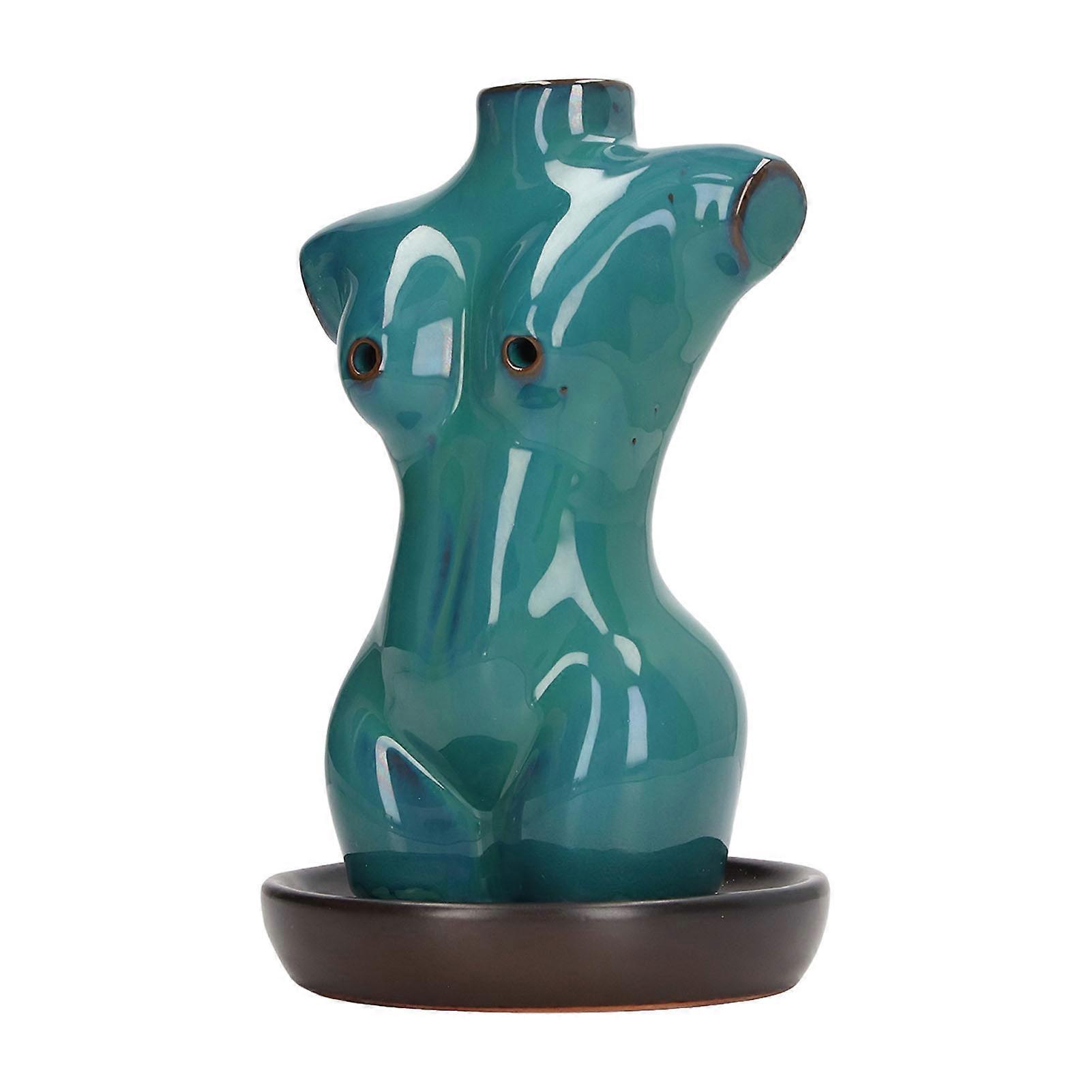 Blue Ceramic Backflow Incense Burner Waterfall Design for Room