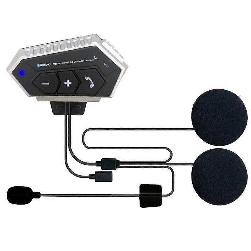 Motorcycle Bluetooth Headset with Noise Reduction and Hands-Free Communication, Compatible with All Helmet Types(Silver)