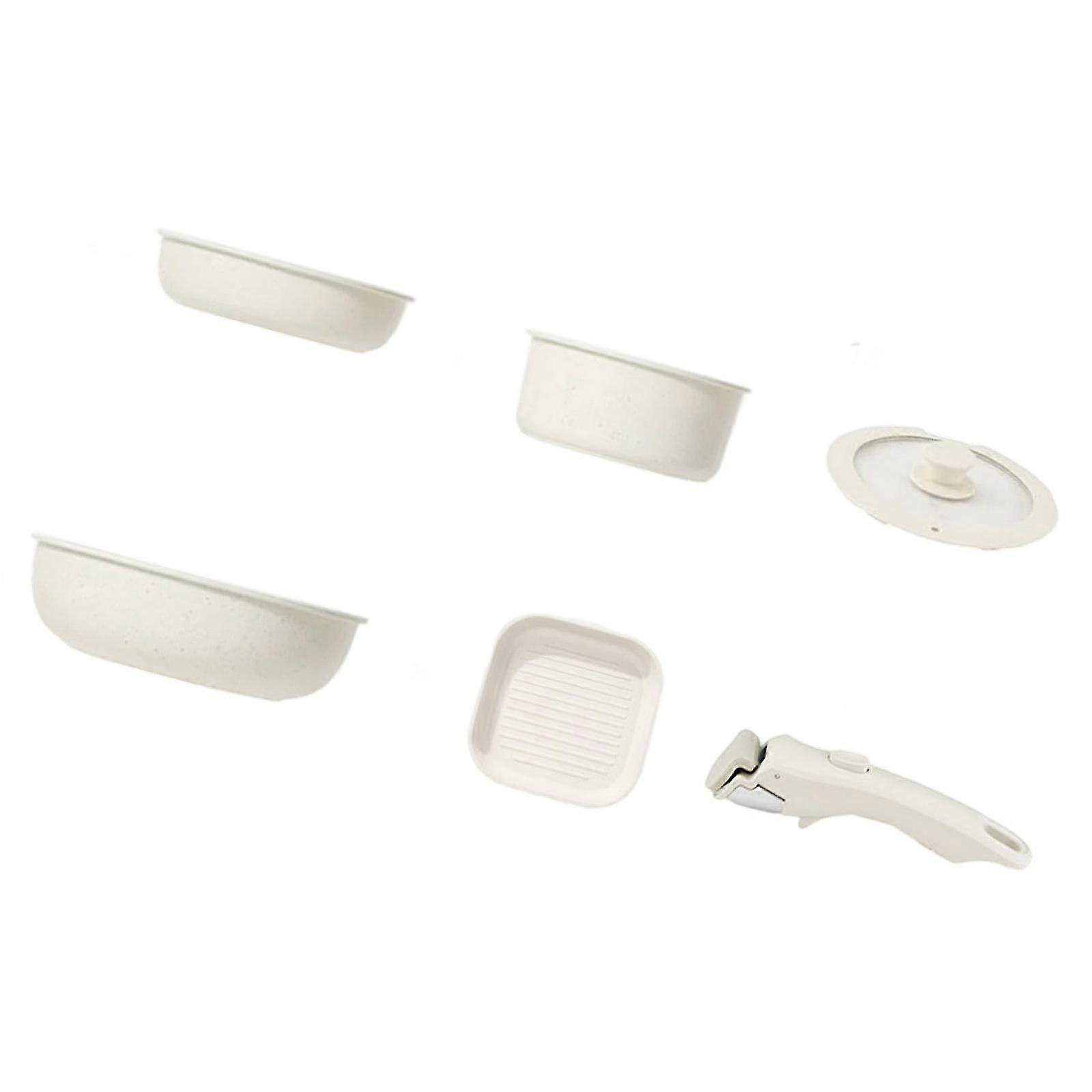 Batterie de cuisine à poignée amovible peu encombrante Combo de poêles antiadhésives en aluminium pour la cuisson à l’intérieur et à l’extérieur et le nettoyage facile Multicolore