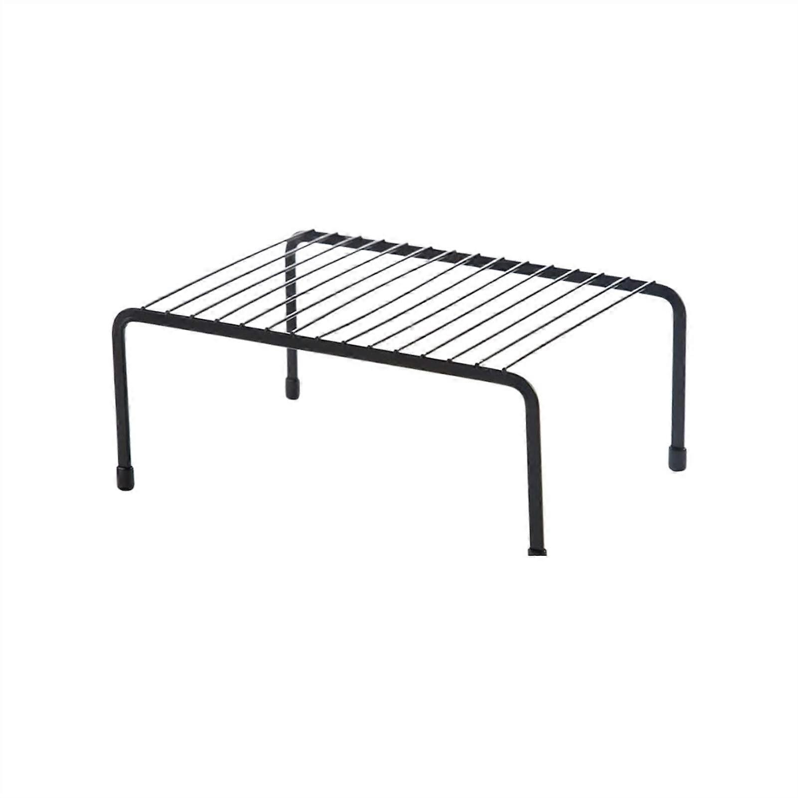 Pot And Pan Organizer Single Shelf Kitchen Storage Rack For Spice Jars, Seasoning Bottles And Cutlery, Black Small