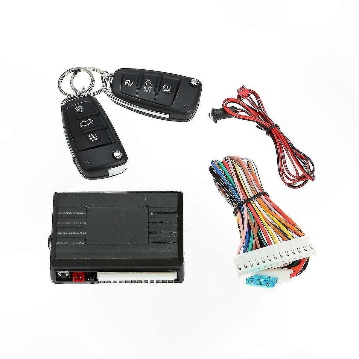 Vehicle Central Locking System with 3-Button LED Indicator, Remote Start, Stop, and Alarm Security Control