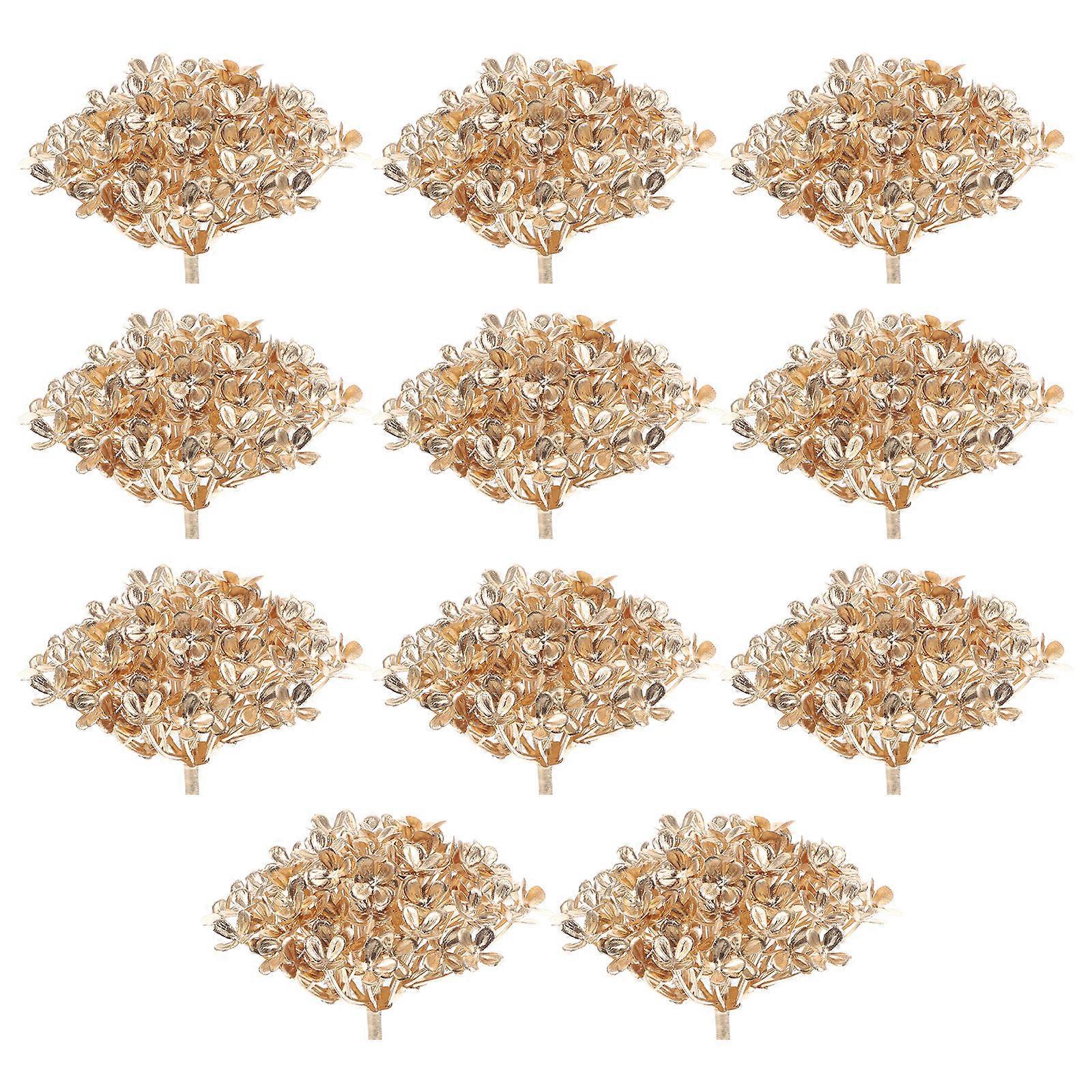 Golden Artificial Hydrangea Flower Heads for Wedding Decor Bulk 30Pcs