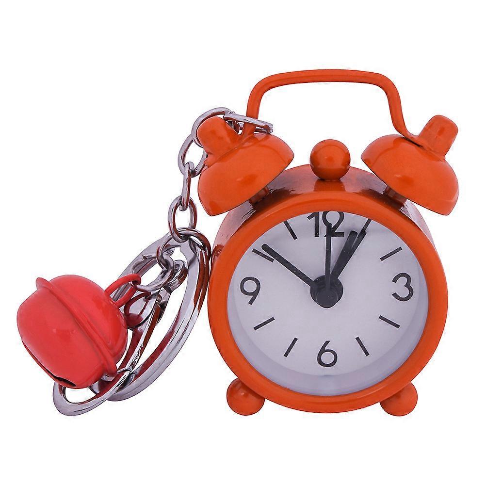 Creative Mini Clock Keychain For Students Alarm Clock Bag Pendant Orange 1Pcs