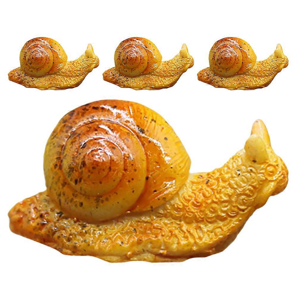 Artificial Snail Figurines for Micro Landscape Decoration 4Pcs Resin Craft
