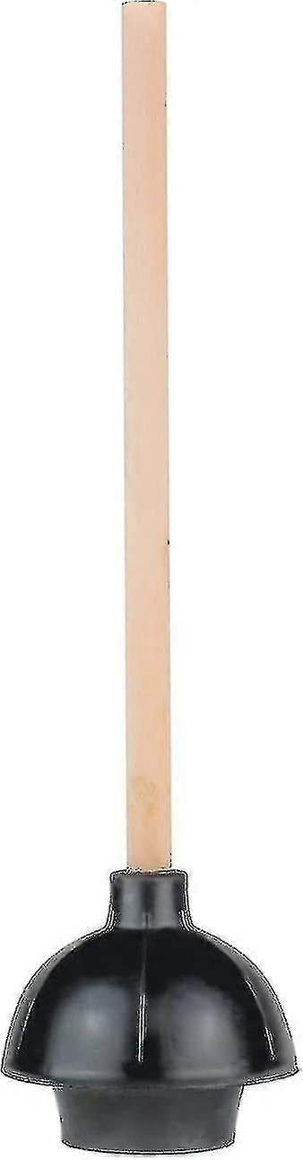 Toilet Plunger with Double Suction Rubber Sucker and Non-Slip Wooden Handle for Multiple Scenarios