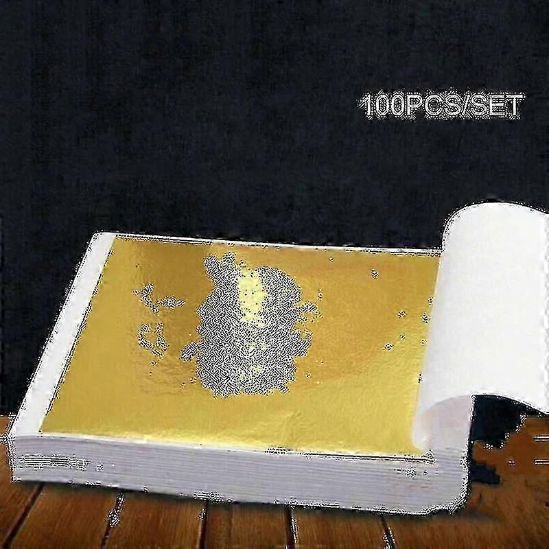 100x Φύλλα χρυσού 24 καρατίων υψηλής ποιότητας για καλλιτεχνικές κατασκευές, σχεδιασμό, επιχρύσωση και κορνίζα
