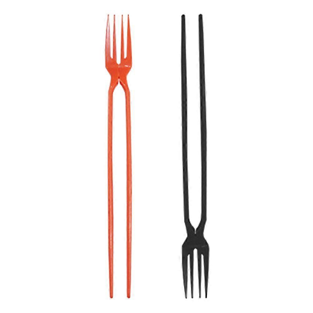 2Pcs 2-in-1 Chopstick Fork Disposable Fork Chopstick Plastic Tableware