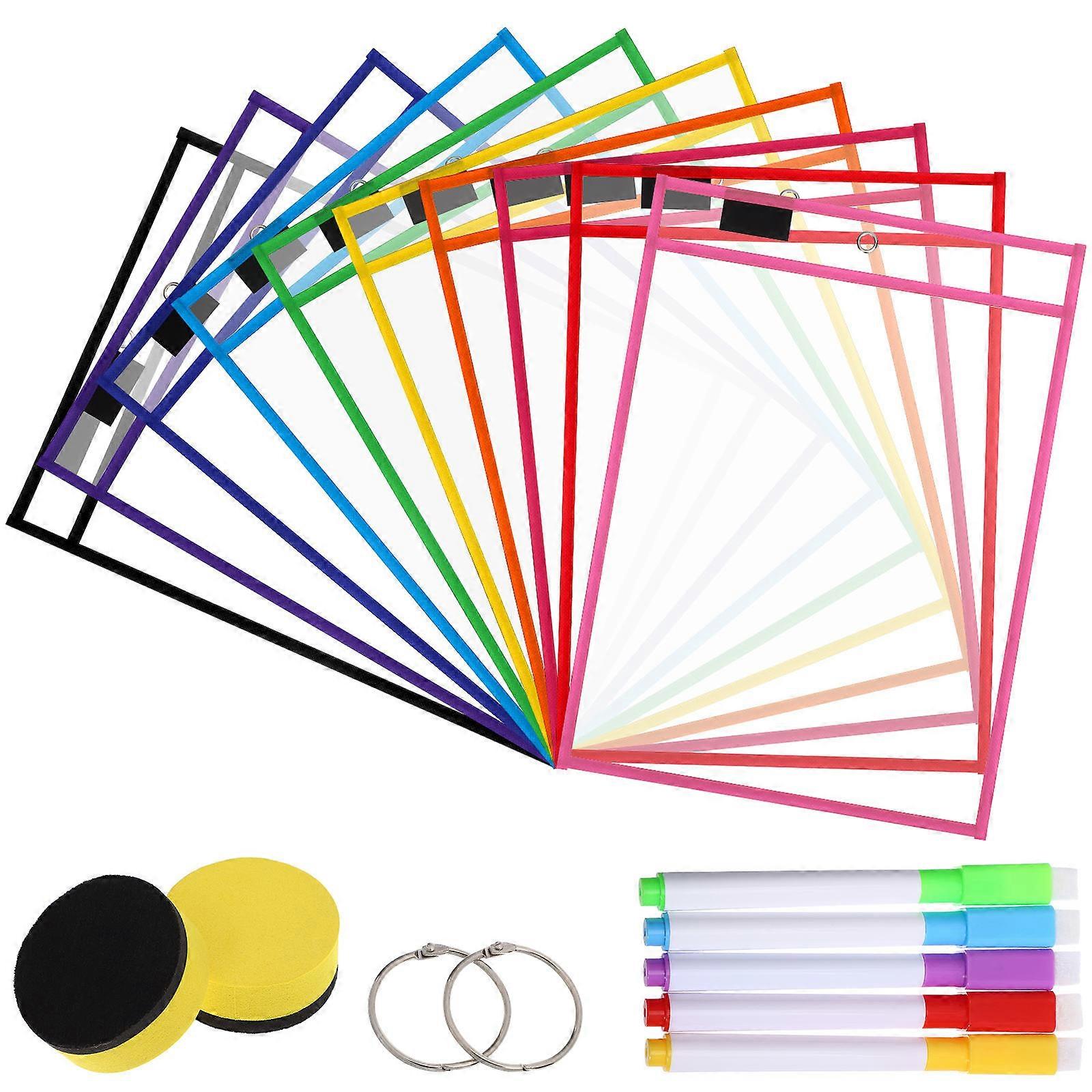 Clear Pocket Sleeves File Protection Reusable Writing Surface For Students Teachers Office Workers 1Set