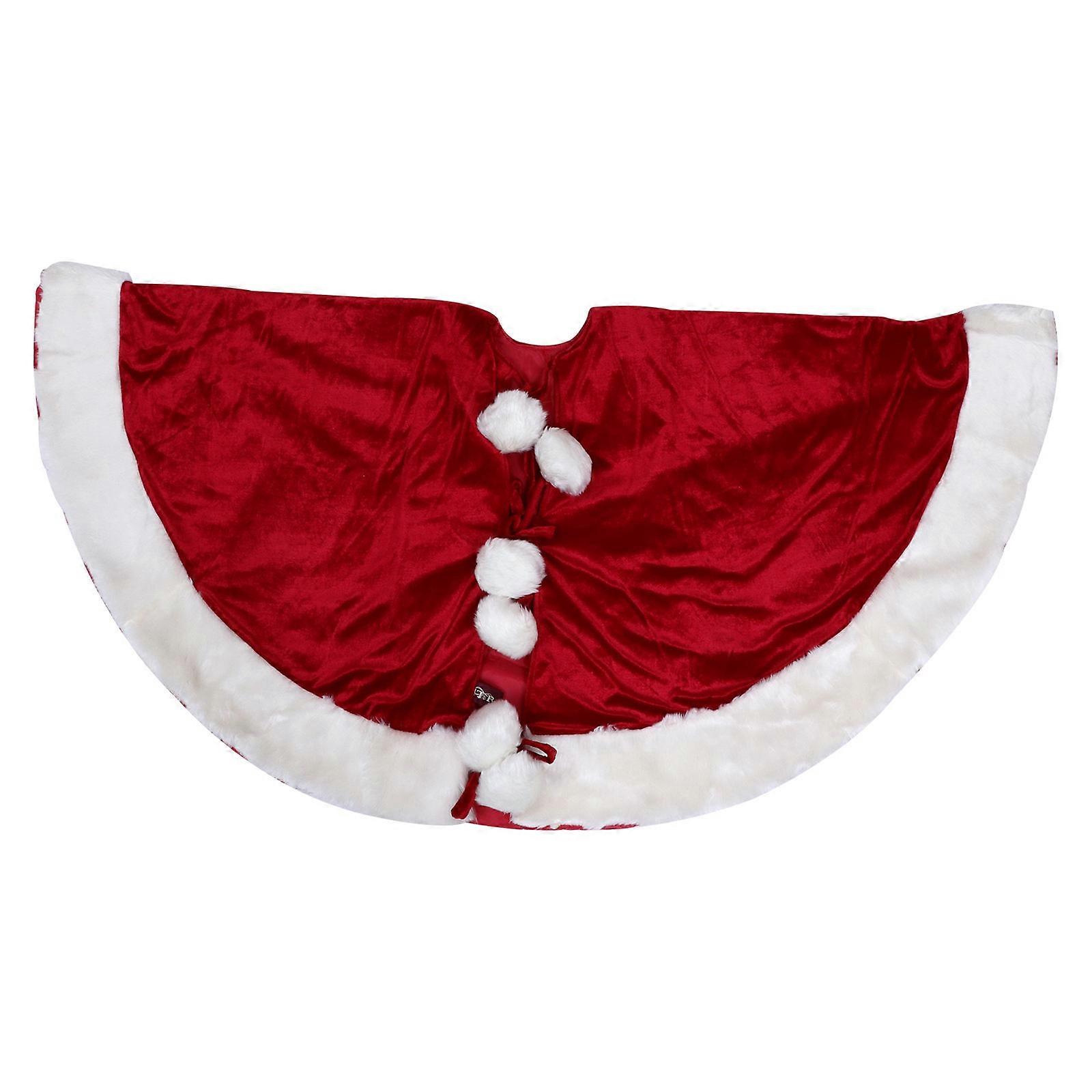 Holiday Tree Skirt Square Shape For Home Decor 120x120cm Red Fabric 1Pack