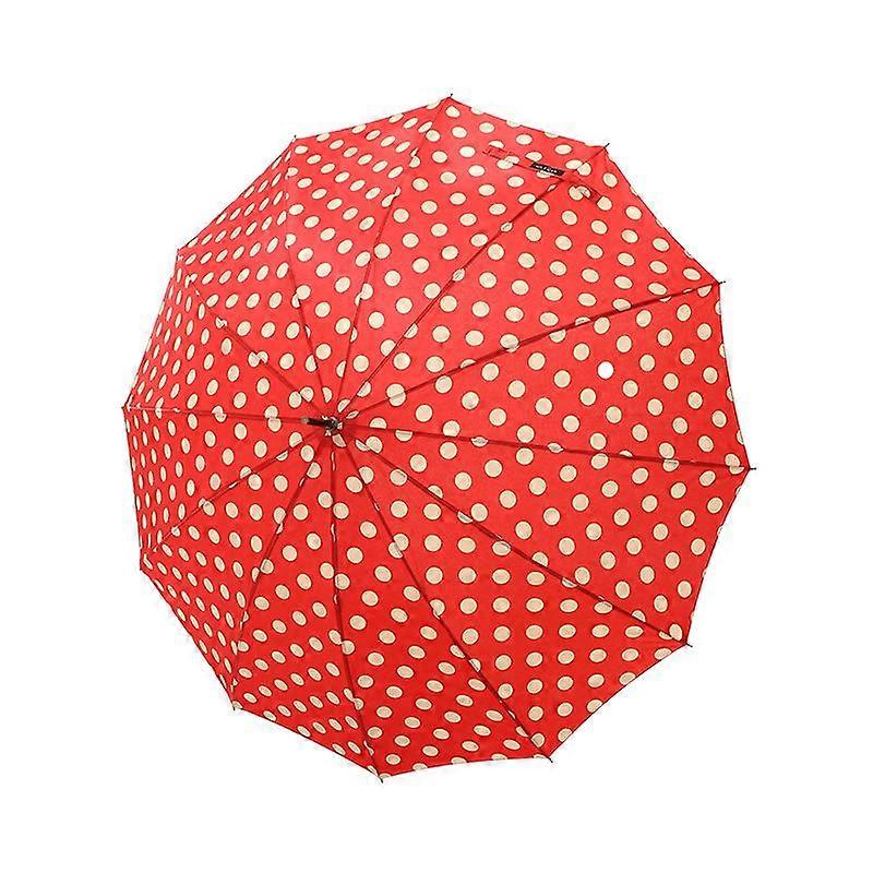 Polka Dot Hook Halbautomatischer Regenschirm mit langem Griff