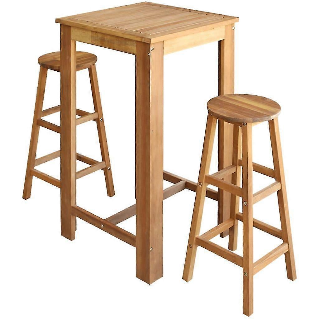 Bar Table And Stool Set 3 Pieces Solid Acacia Wood