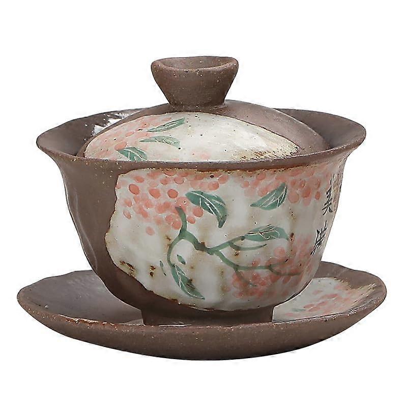 Matcha Cups Old Rock Mud HandPainted Sicai GAI Bowl Pottery Teacup 110Ml Chinese Style Kung Fu Tea Set Infuser Mug