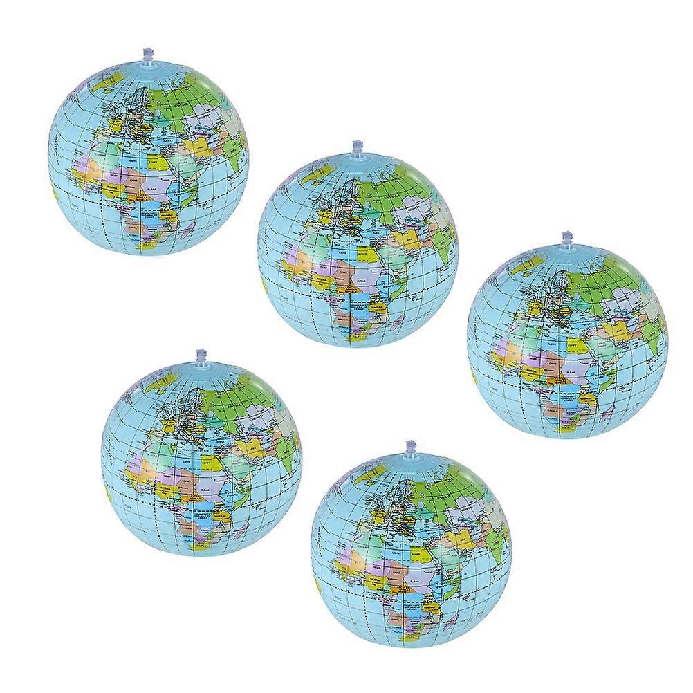 Inflatable Beach Balls Globe Design for Playing 5Pcs Assorted Color PVC Toys