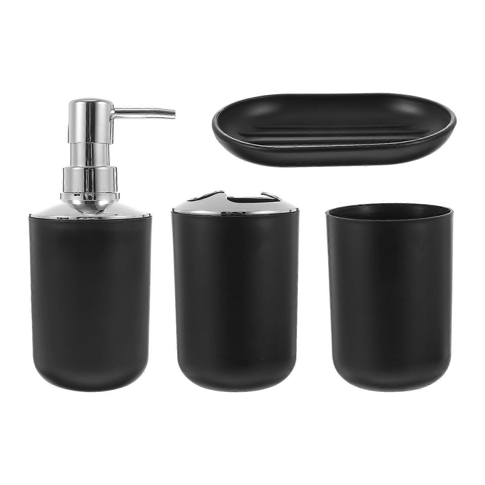 Bathroom Washing Accessories Plastic Lotion Bottle Toothbrush Cup Set 1Set