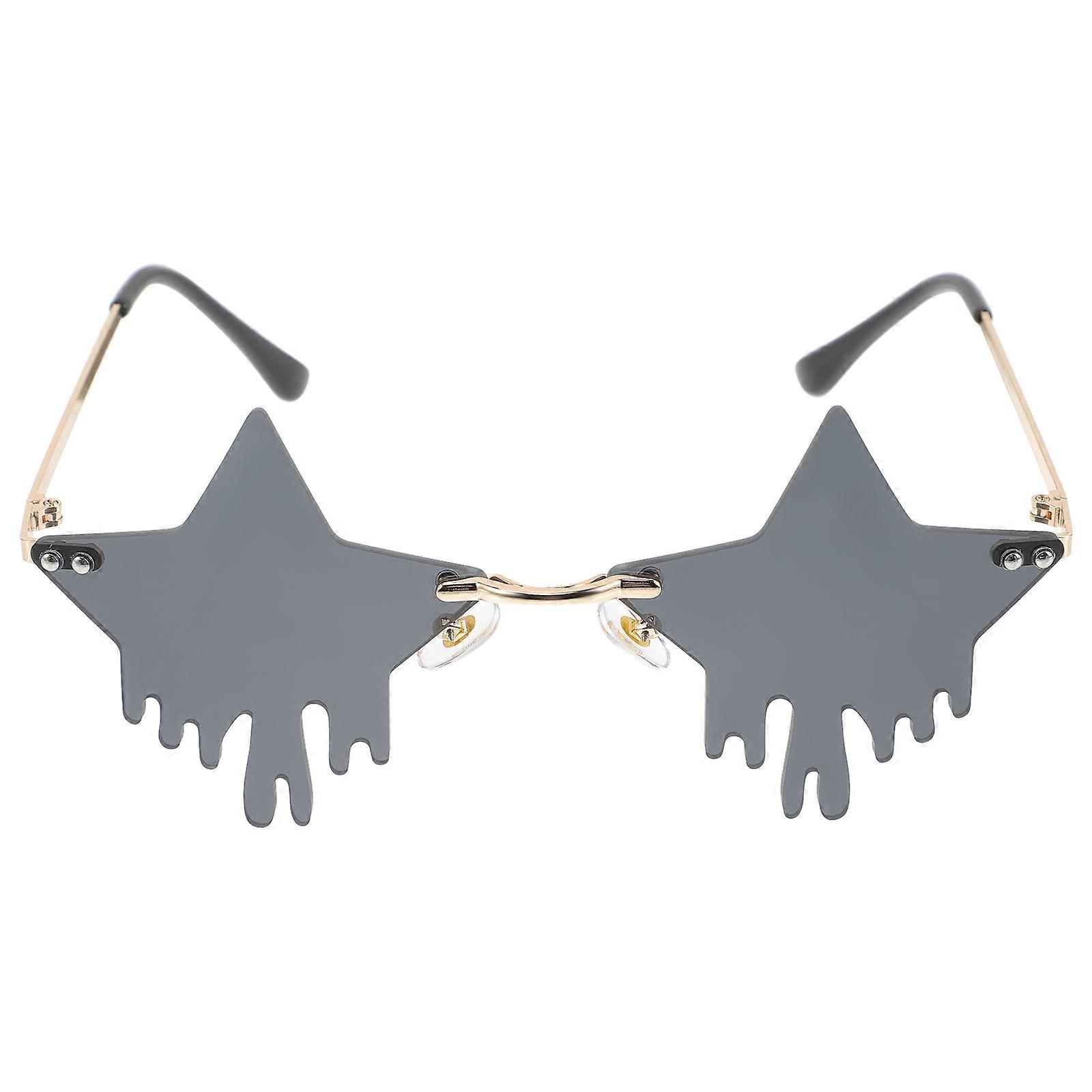 Trendy Sunglasses Rimless Star Shape for Decoration Use 3Pairs Black Frames