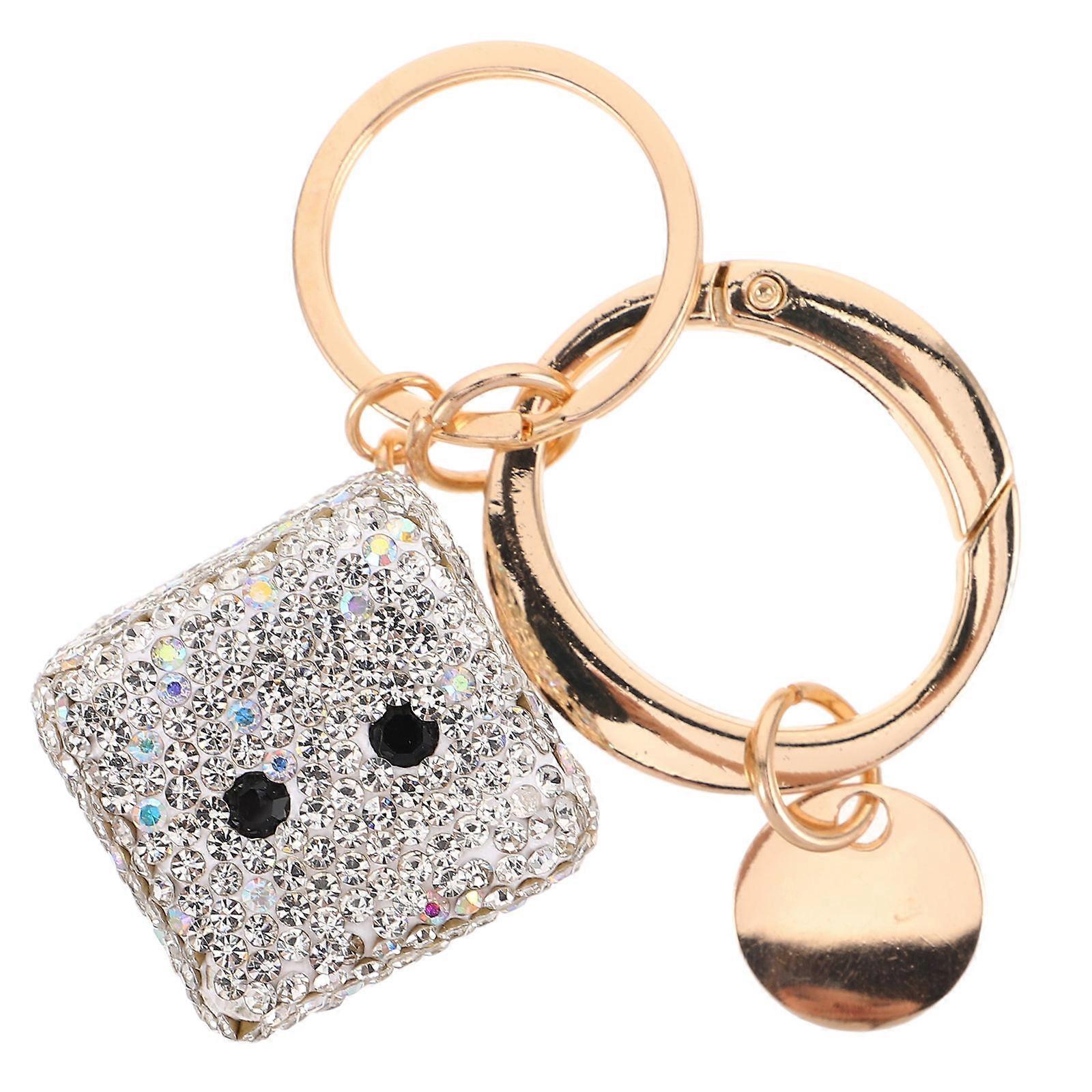 Silver Charm Keychain for Decoration 2Pcs Rhinestone Bag Accessory