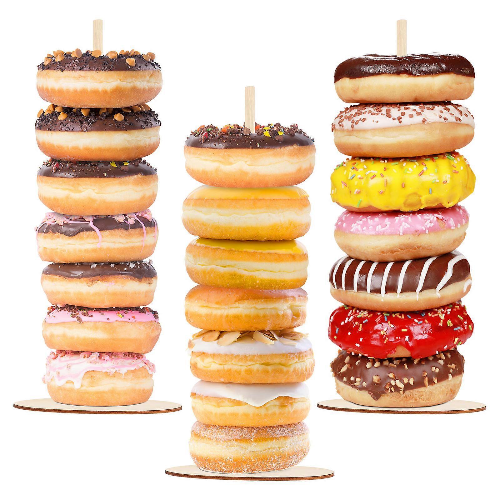 Treat Holder Donut Stands Wedding Party Simple Structure Wooden Display Stand 30.00X12.00X12.00CM Food Display 3Pcs