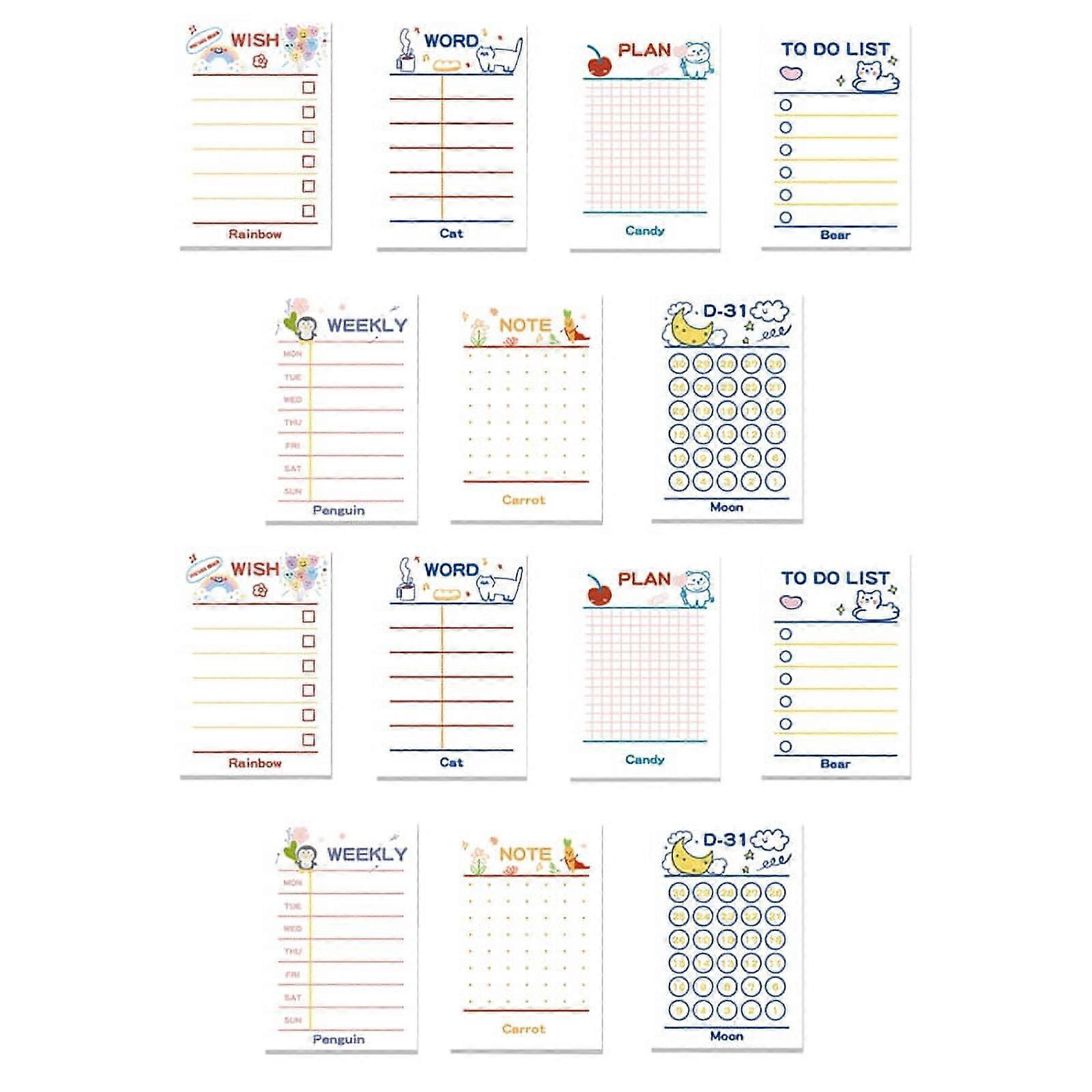 14Pack to Do List Notepad Cute 9X6 to Do List Planner Sticky Notes Daily Lined Sticky Notes for Work Planner, 600 Sheets