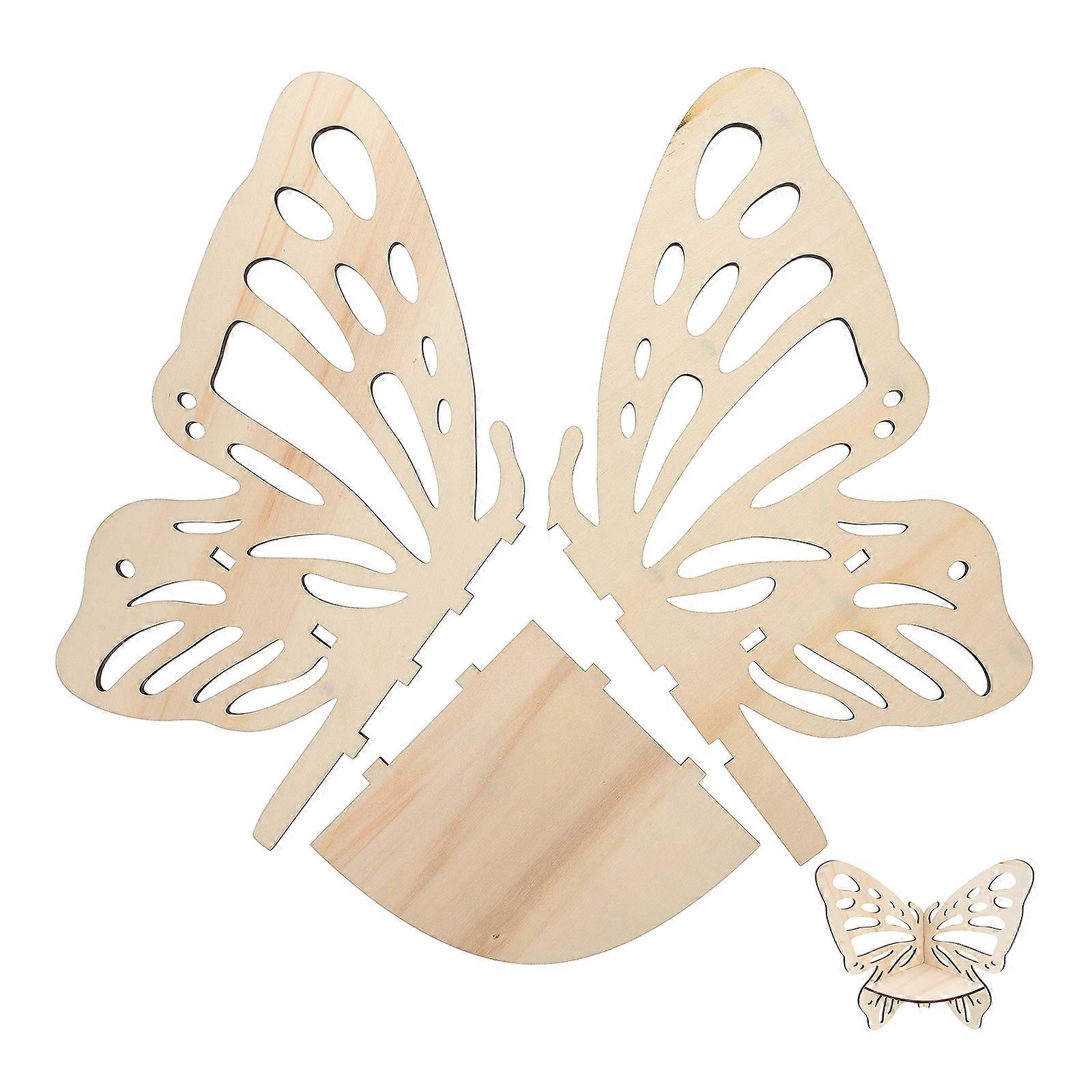 Butterfly Corner Shelf Floating Wood Wall Display Rack Khaki Minimalist Style 1Pack