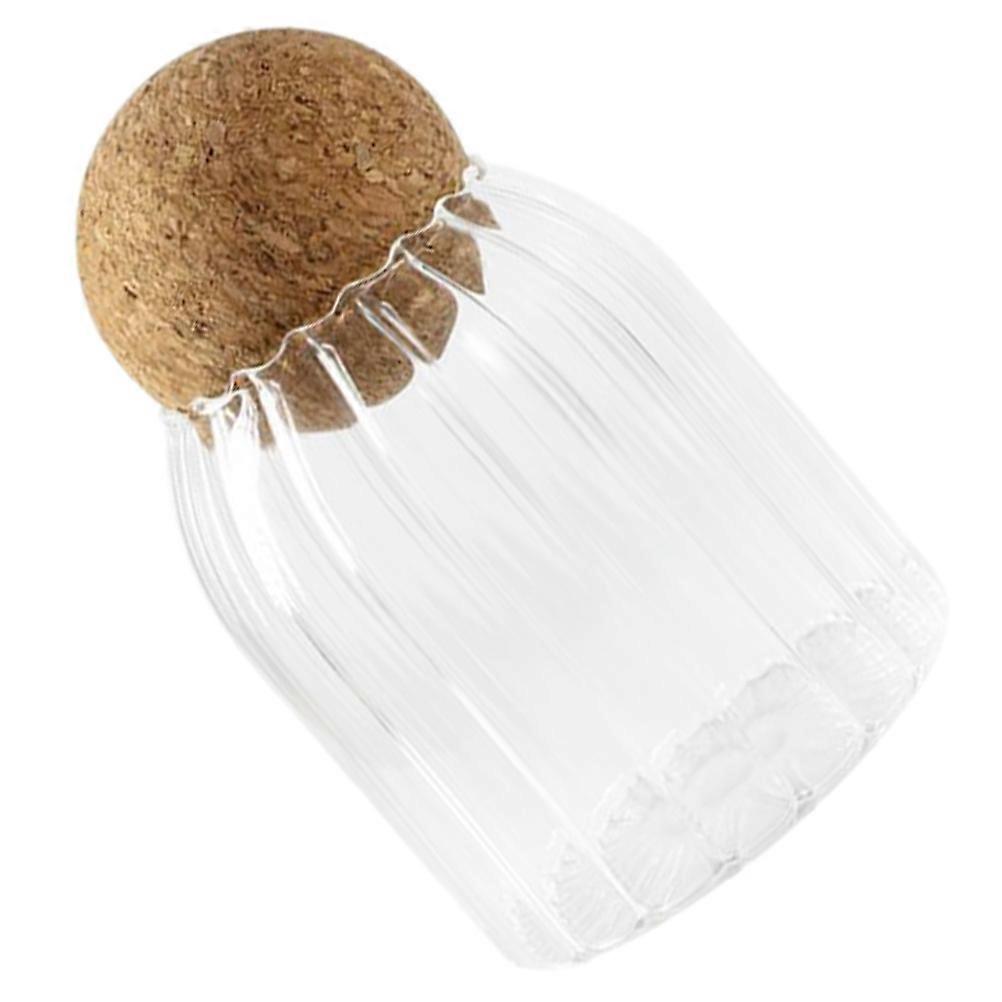 Glass Storage Canister for Tea Keeping 3Pcs Round Cork Sealing Can