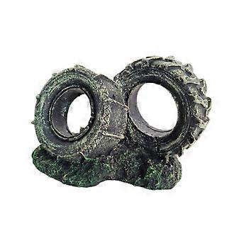 Akvariumprydnad Resin Däckformad Skulptur Grotta Gömställe för Hemmet