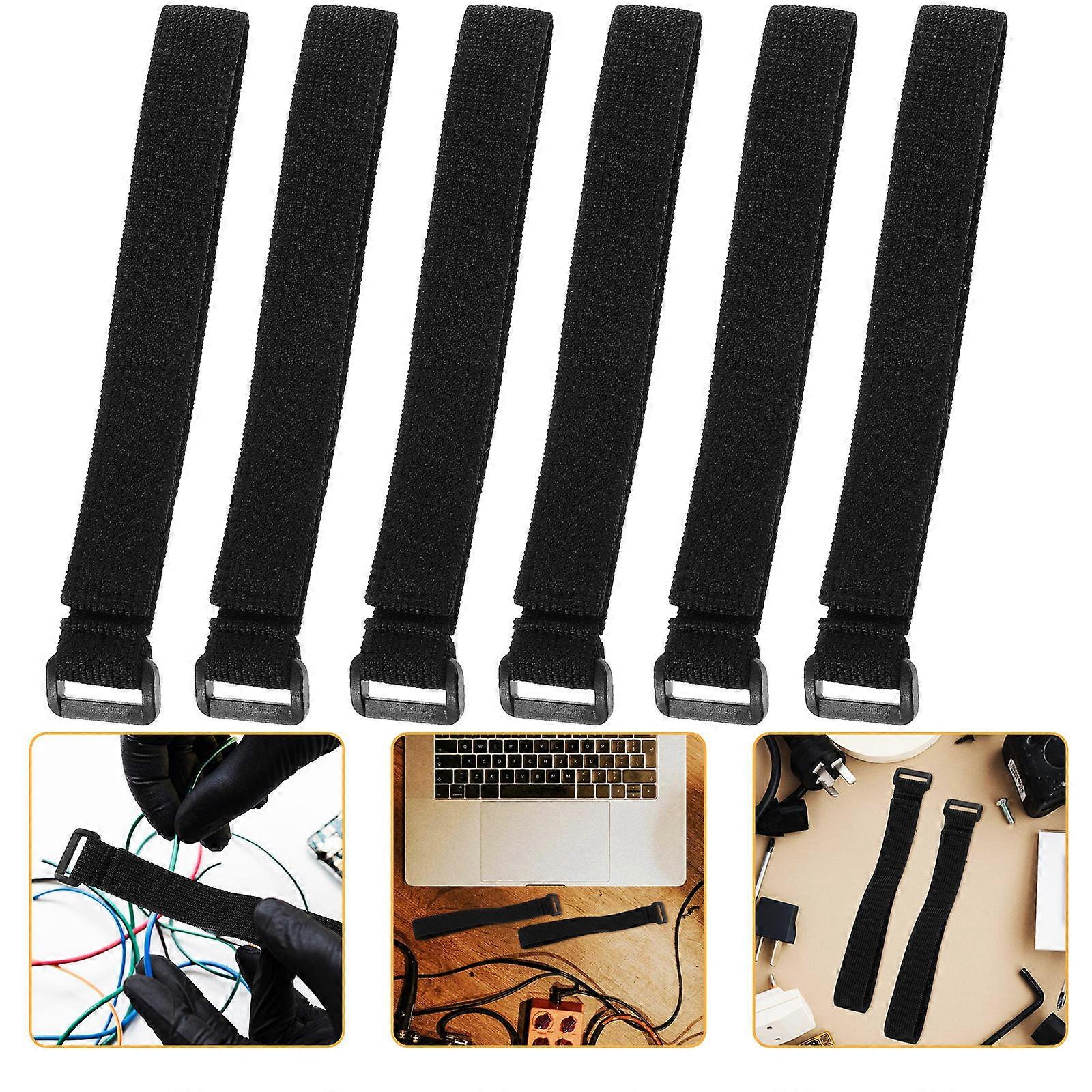 Cable Tie Organizer Fastener Hook and Loop Strap 60Pcs Black Set