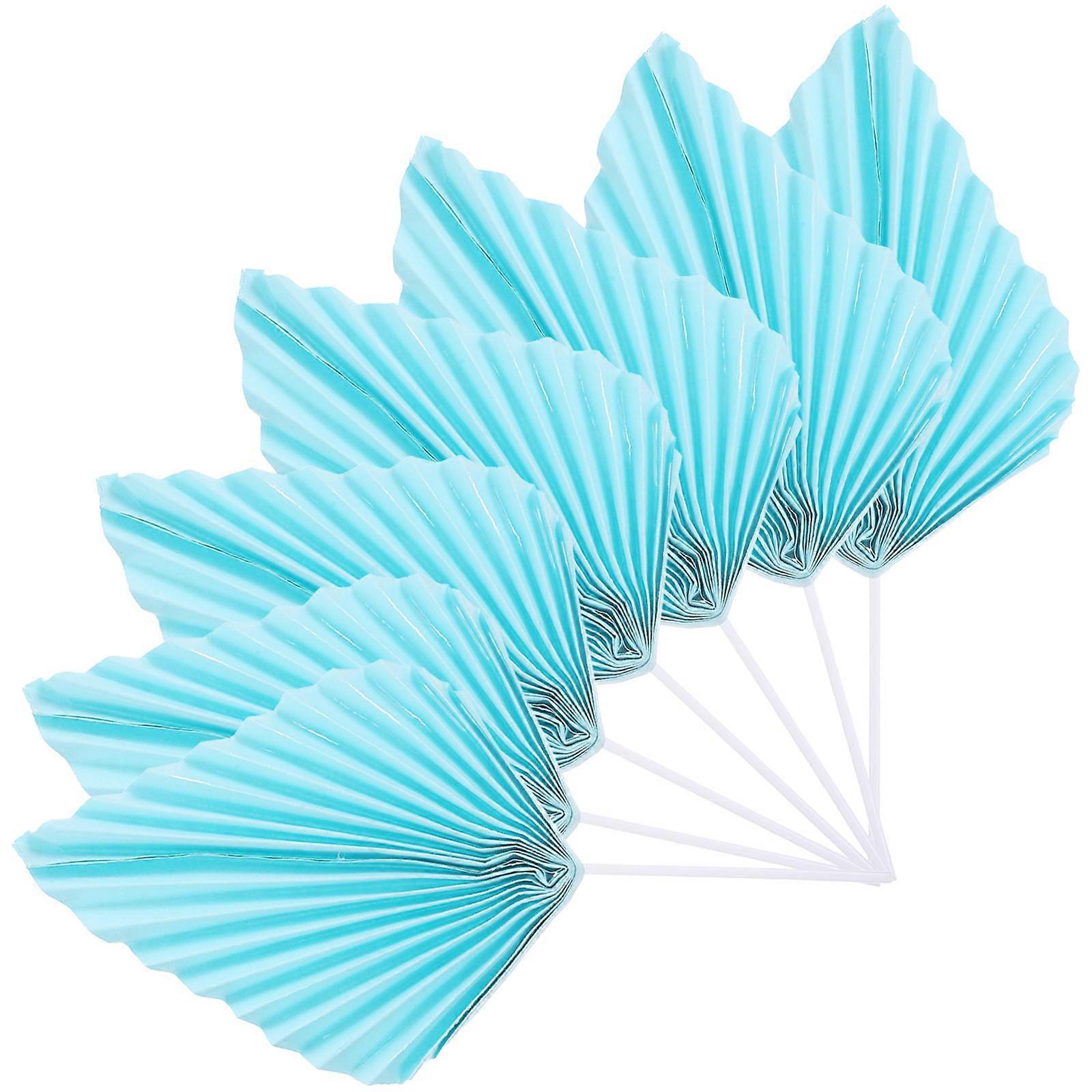 Sky-Blue Cake Topper for Birthday Palm Leaf Design 10Pairs Inserts