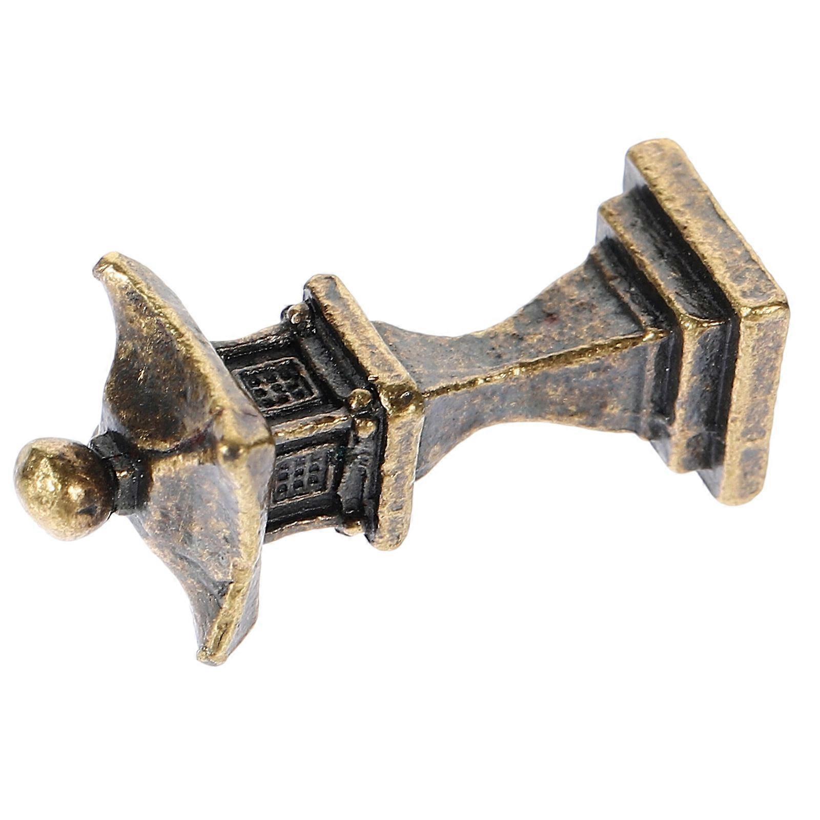 4Pcs Mini Lantern Statue for Garden Decor Coffee Alloy Material